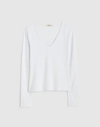 V-Neck Long-Sleeve Tee Compact Cotton
