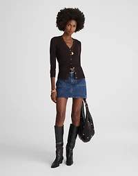 Deep V-Neck Cardigan in Merino-Silk Blend | Madewell