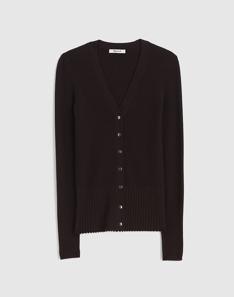 Deep V-Neck Cardigan in Merino-Silk Blend | Madewell