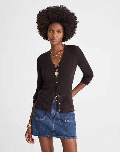 Deep V-Neck Cardigan in Merino-Silk Blend | Madewell