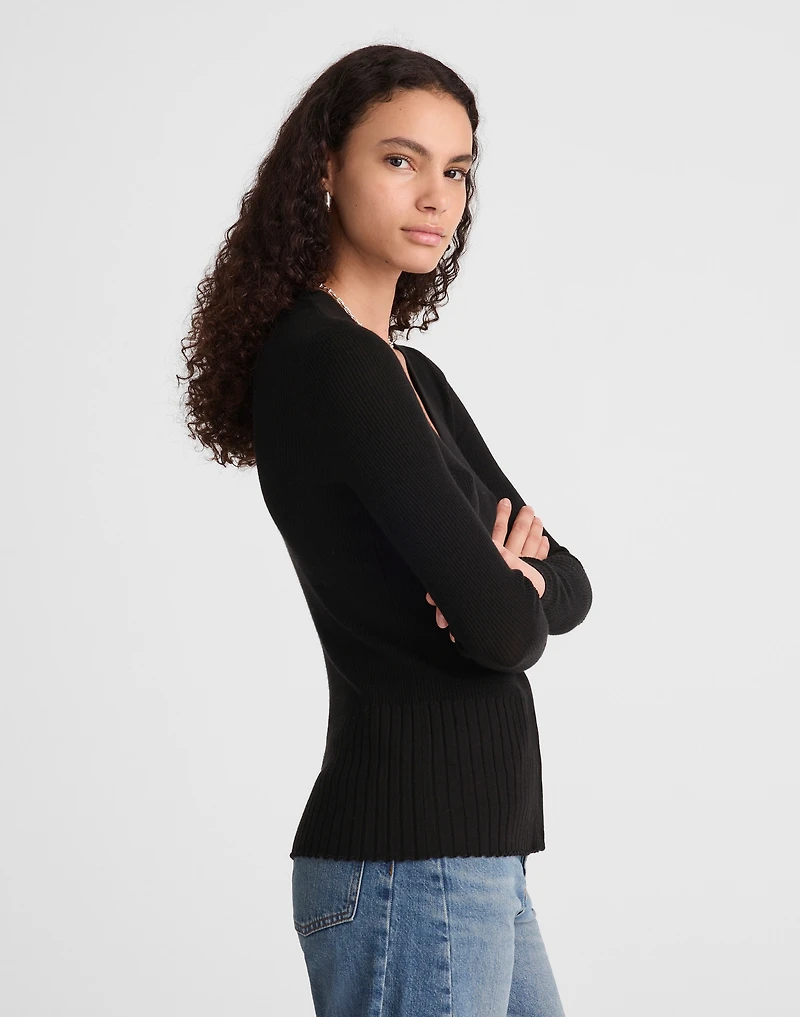 Deep V-Neck Cardigan in Merino-Silk Blend | Madewell