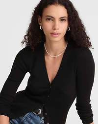 Deep V-Neck Cardigan in Merino-Silk Blend | Madewell