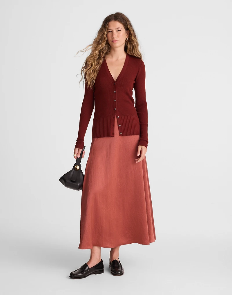 Deep V-Neck Cardigan Merino-Silk Blend | Madewell