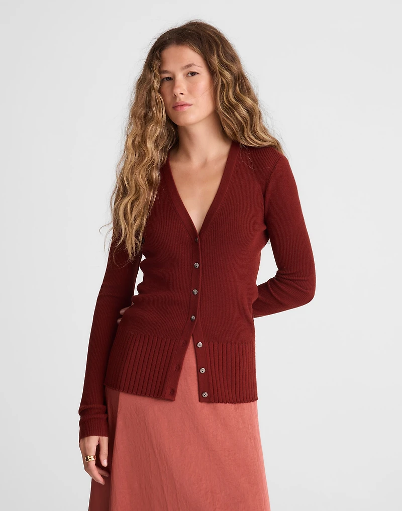 Deep V-Neck Cardigan Merino-Silk Blend | Madewell