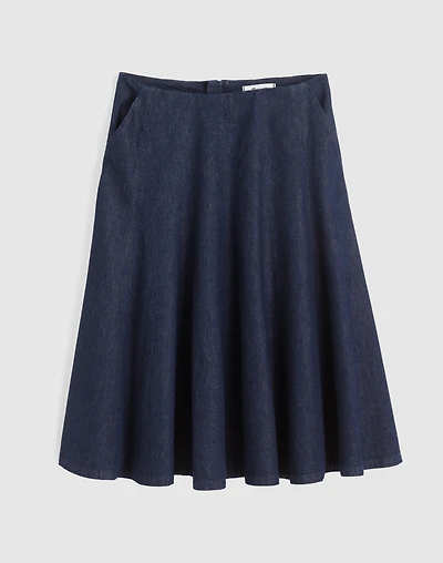 Plus Flared Denim Midi Skirt in Rinse Wash | Madewell