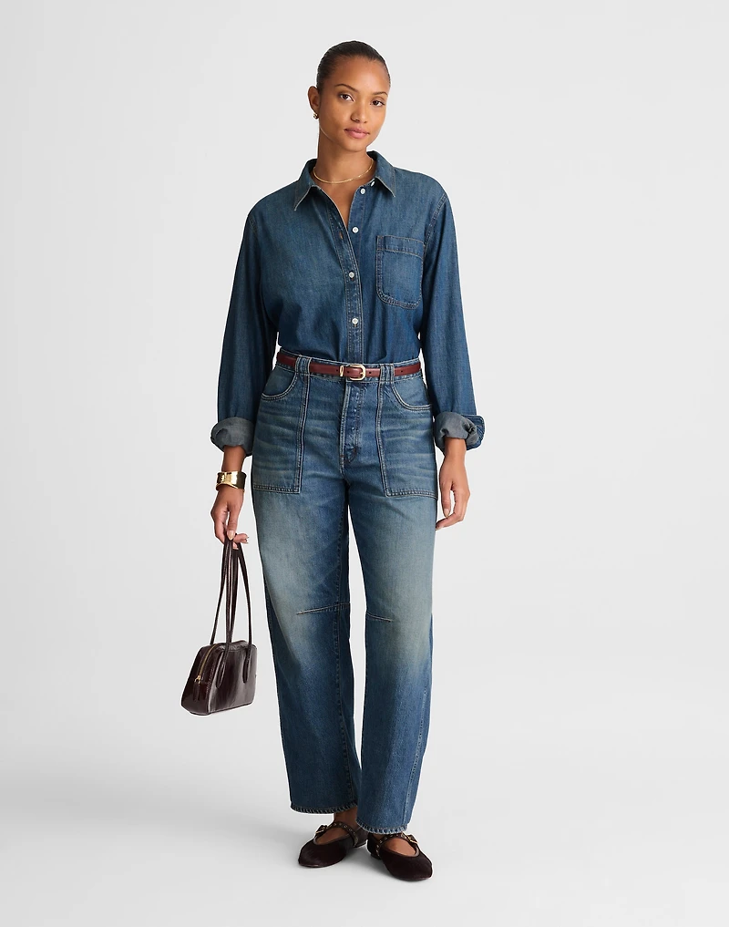 The Curvy Darted Utility Barrel-Leg Jean | Madewell