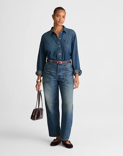 The Curvy Darted Utility Barrel-Leg Jean | Madewell