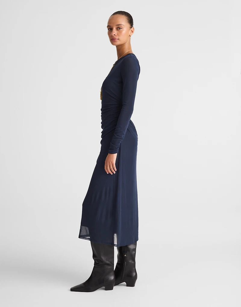 Long-Sleeve Ruched Midi Dress | Madewell