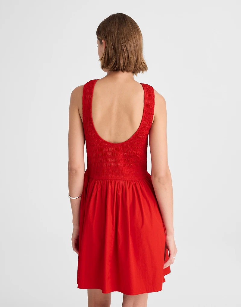 The Melody Scoopback Smocked Mini Dress | Madewell