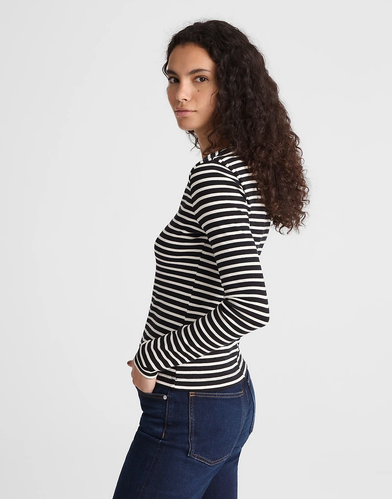 V-Neck Long-Sleeve Tee Compact Cotton | Madewell