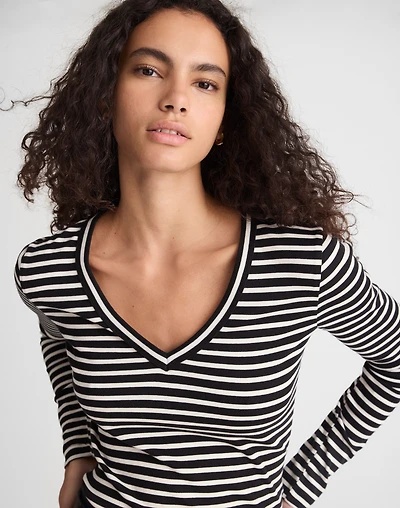 V-Neck Long-Sleeve Tee Compact Cotton | Madewell