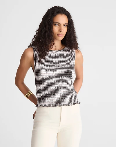 Smocked Boatneck Tank Stripe | Madewell