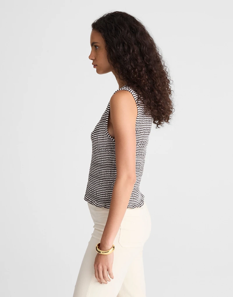 Smocked Boatneck Tank Stripe | Madewell