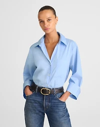 Easy Y-Neck Button-Up Shirt