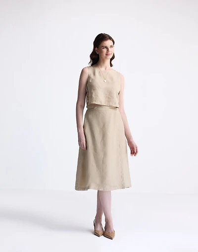 Reistor® Overlap Midi Skirt 100% Neutral Beige Hemp | Madewell