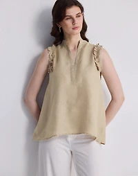 Reistor® Sleeveless 100% Hemp Top with Ruffles Neutral Beige | Madewell