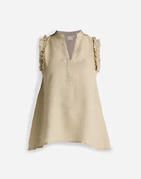 Reistor® Sleeveless 100% Hemp Top with Ruffles Neutral Beige | Madewell