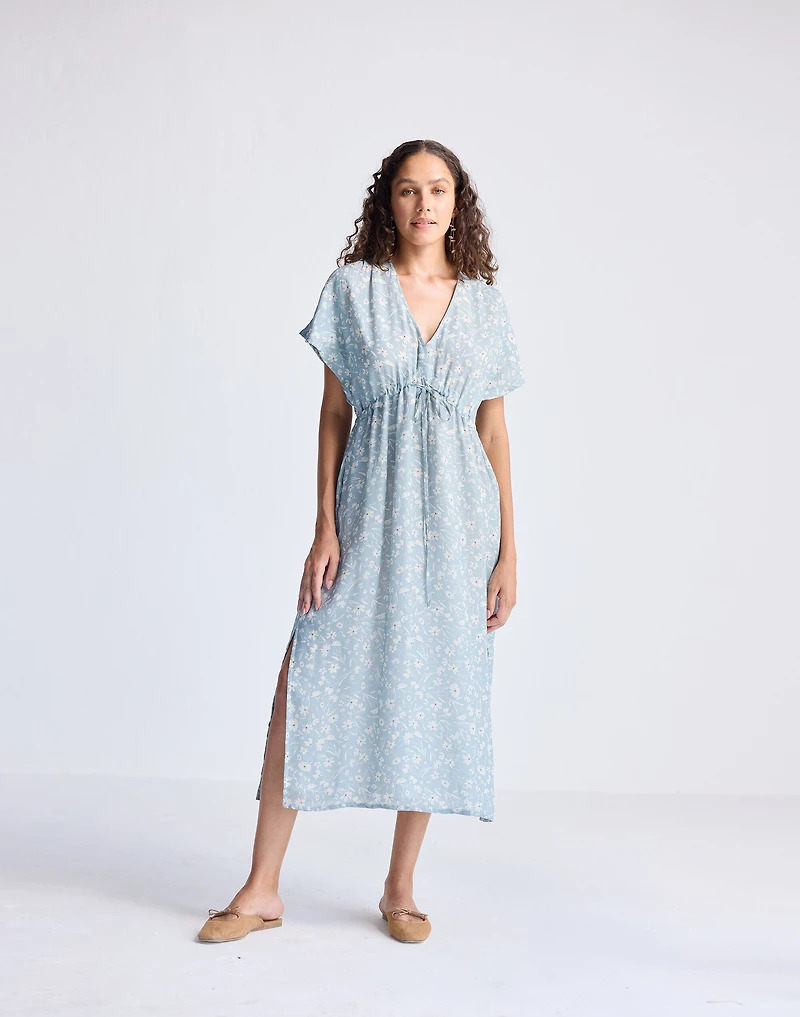 Reistor® Gathered Maxi Dress Light Blue Florals | Madewell