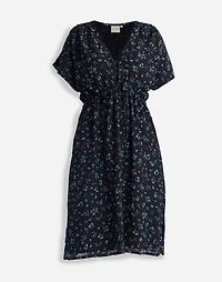 Reistor® Gathered Knee-length Dress Dark Blue Florals | Madewell