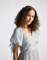 Reistor® Puff Sleeve Midi Dress Sage Green | Madewell