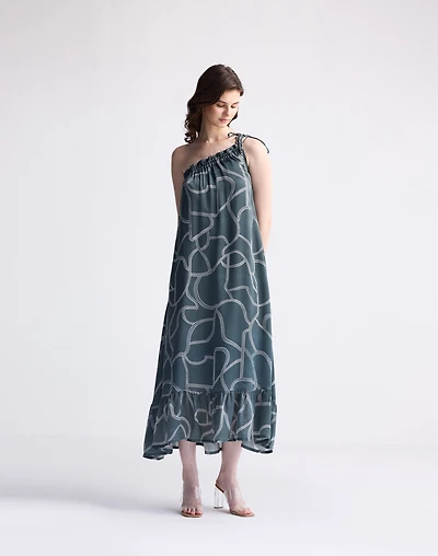 Reistor® One Shoulder Midi Dress Abstract Stripes | Madewell