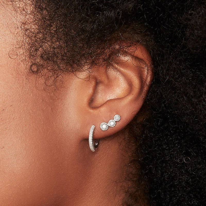 Kate White Gold and Diamond Pavé Mini Hoop Earring