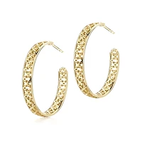 30 mm Yellow Gold Pierced Hoop Earrings