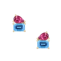 Topaz & Pink Tourmaline Stud Earrings