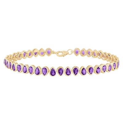 Pear Shape Amethyst Line Bracelet