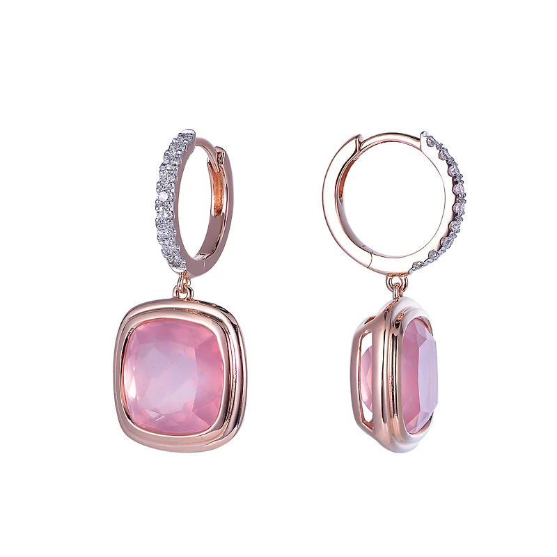 Rose Quartz Earrings in Rose Gold