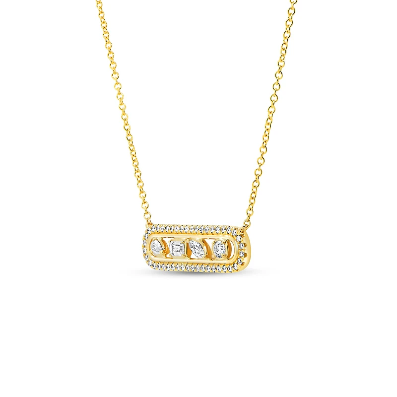 Alexandria Yellow Gold and Diamond Bar Pendant