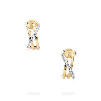 Three-Row Gold Hoop Earring