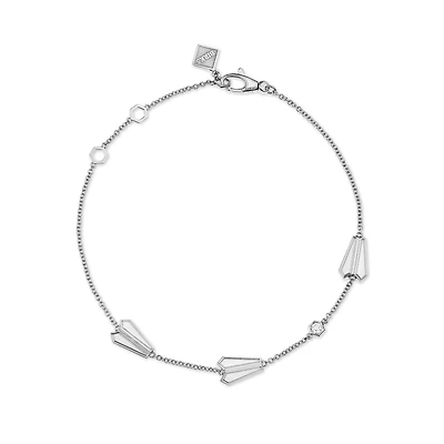 Sterling Silver and Diamond Station Bracelet