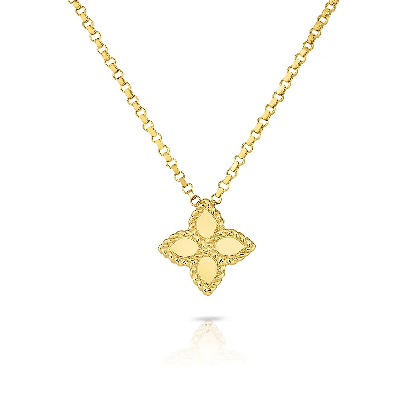 Princess Flower Small Yellow Gold Pendant Necklace