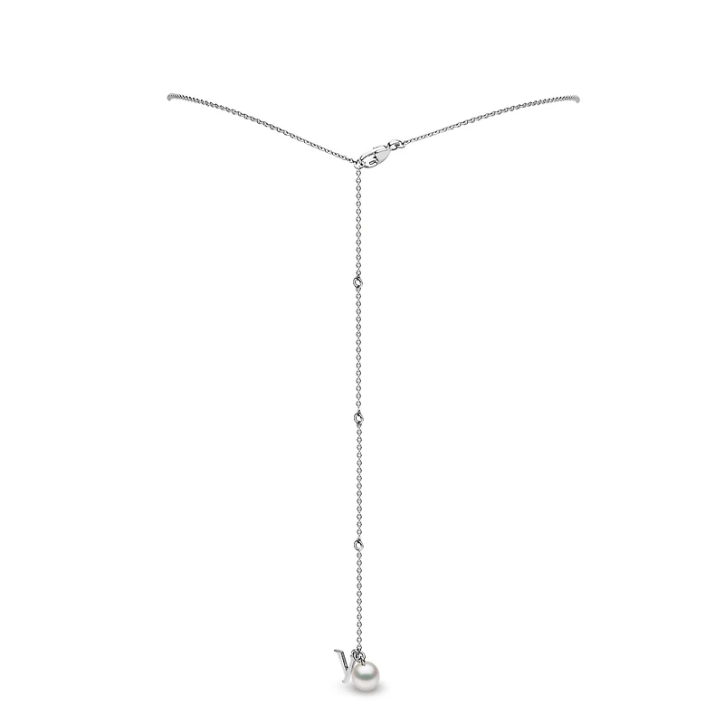 Trend White Gold Pearl and Diamond Necklace