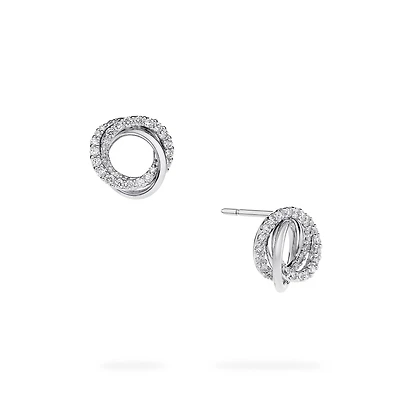 Diamond and White Gold Circle Earrings