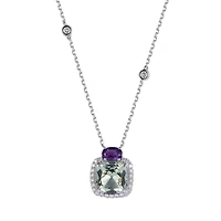 Green and Purple Amethyst Pendant in White Gold