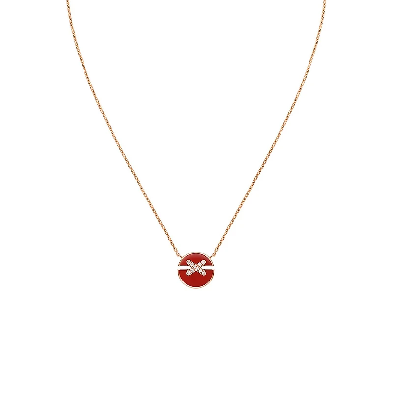 Jeux De Liens Harmony Small Rose Gold, Carnelian and Diamond Pendant