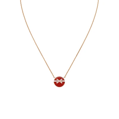 Jeux De Liens Harmony Small Rose Gold, Carnelian and Diamond Pendant