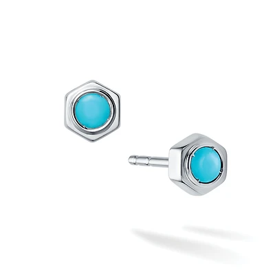 Turquoise and Silver Stud Earrings