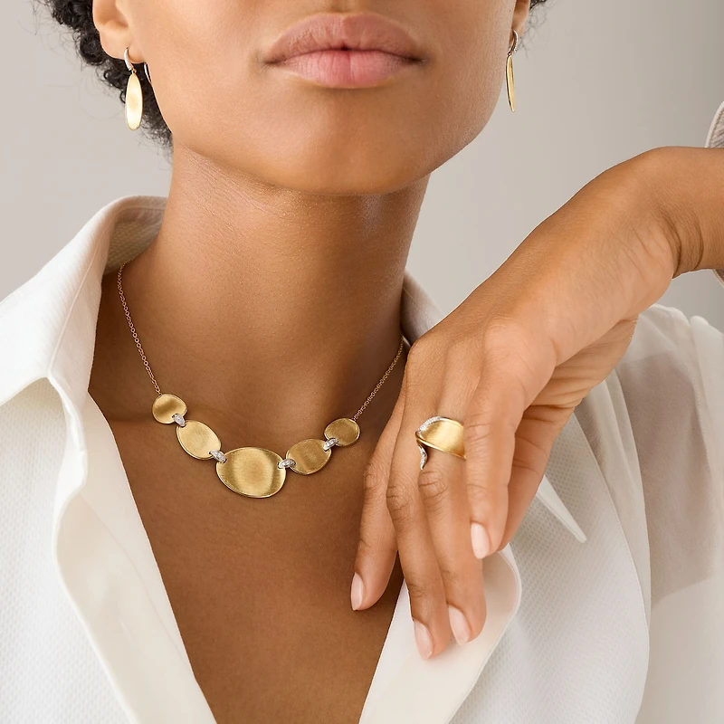 Lunaria Yellow Gold and Diamond Necklace