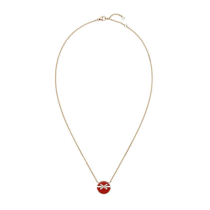 Jeux De Liens Harmony Small Rose Gold, Carnelian and Diamond Pendant