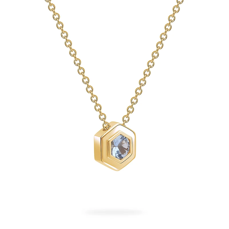Yellow Gold Birthstone Pendant, Aquamarine