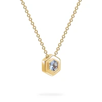 Yellow Gold Birthstone Pendant, Aquamarine