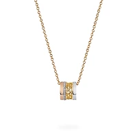 Diamond Barrel Pendant, Tri-Gold