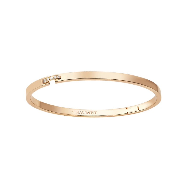 Liens Évidence Rose Gold and Diamond Bangle