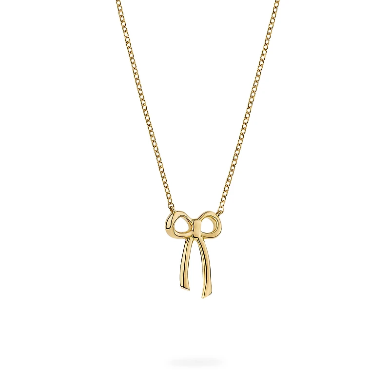 Yellow Gold Bow Pendant Necklace for Kids