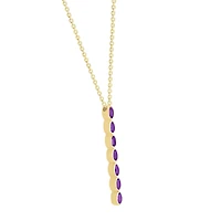 Oval Shape Amethyst Vertical Bar Pendant in Yellow Gold