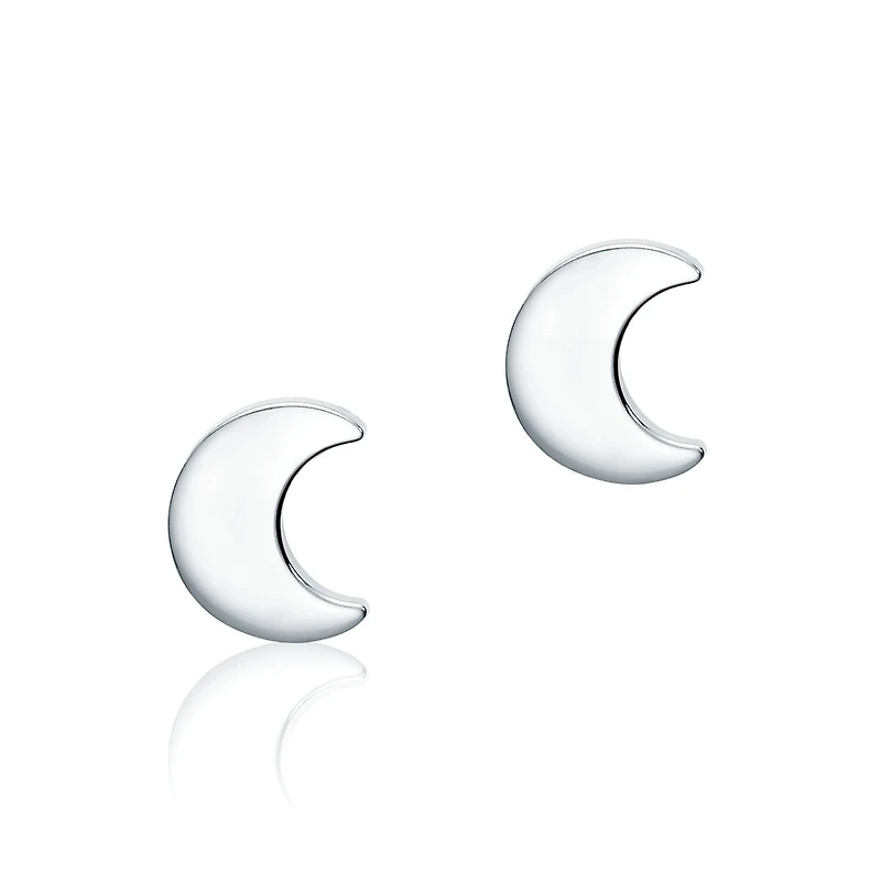 Single Silver Moon Stud Earring for Kids
