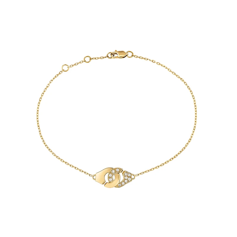 Menottes R8 Yellow Gold and Diamond Pavé Bracelet